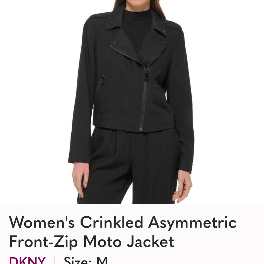 DKNY Crinkle Asymmetrical Moto Jacket